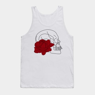 Skull and red rose white t-shirt, stickers, cases, notebooks, pillows, totes, masks Tank Top